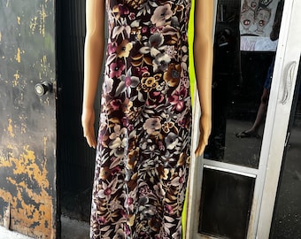 Vintage 90's Dark Tone Floral Unlined Pullover Sleeveless Maxi Dress by All That Jazz size 5/6 small