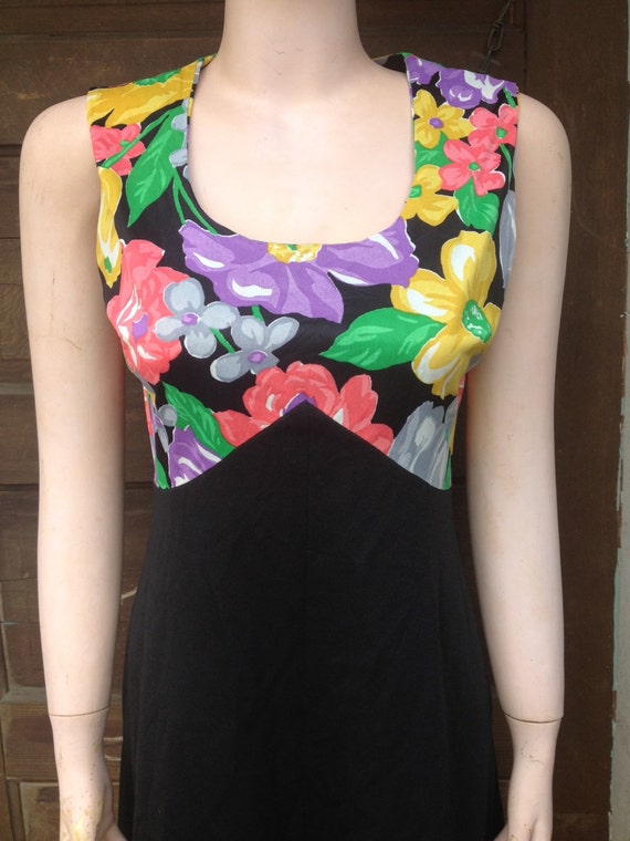 Vintage 70's Handmade Dress with Floral Bustier a… - image 4