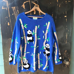 Vintage 90&#39;s Oversized Panda Sweater by The Quacker Factory size Extra Large