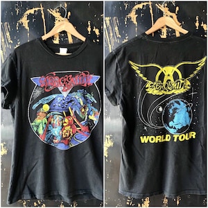 ヴィンテージ 80年代 レア ダメージ加工 エアロスミス ワールドツアー Tシャツ サイズ メンズ L ユニセックス