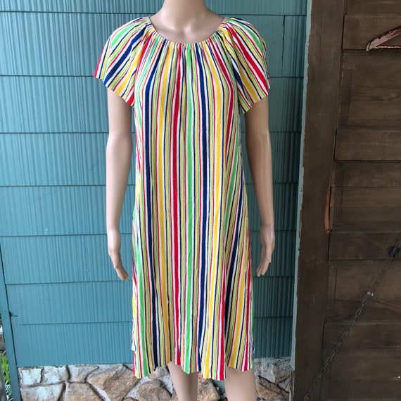Vintage 70's Rainbow Terry Cloth Off-Shoulder Shif