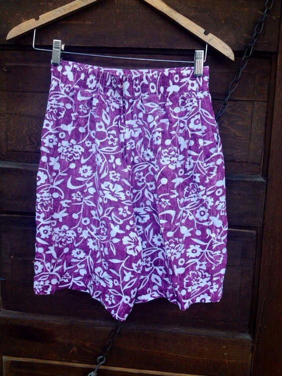 Vintage 70's/80's Hawaiian Print High Waisted Sko… - image 2