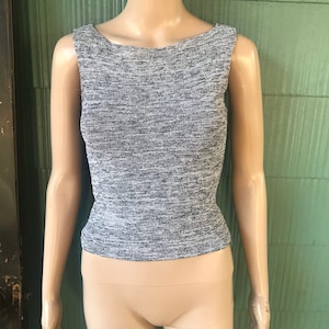 Vintage 90&#39;s Grey Sparkle Stretch Semi Crop Tank Top by Love and Kisses size small