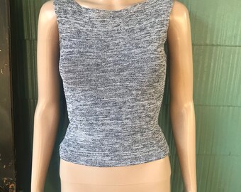 Vintage 90's Grey Sparkle Stretch Semi Crop Tank Top by Love and Kisses size small