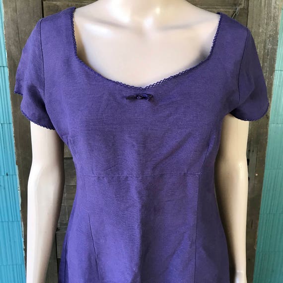 Vintage 90's Purple Linen Mini Dress by Esprit Si… - image 4