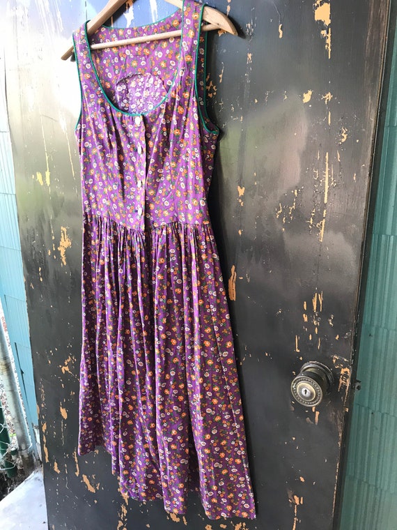 Vintage 60's Mod Purple with Orange Floral Print … - image 7