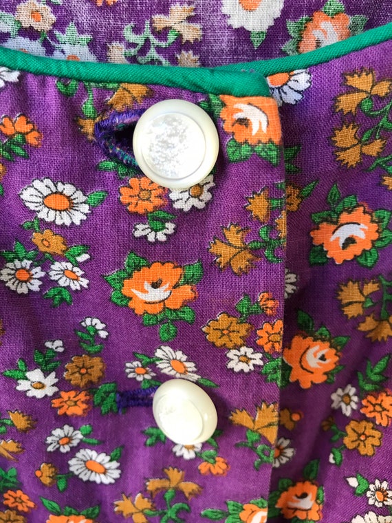 Vintage 60's Mod Purple with Orange Floral Print … - image 9