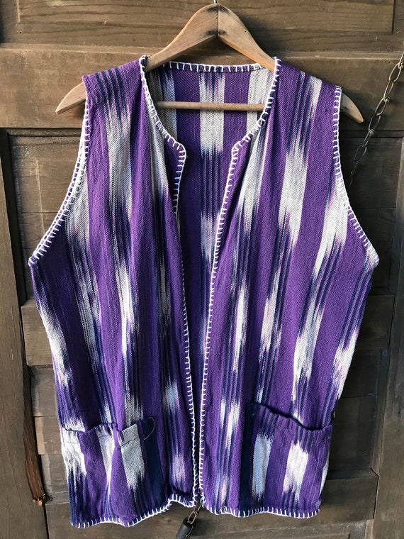 Vintage 70’s Purple Southwest Woven Open Vest wit… - image 4