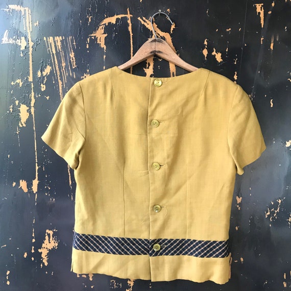 Vintage 60's Mod Mustard Yellow Tshirt Blouse/Top… - image 3
