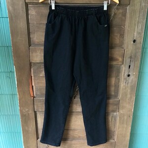 Vintage 90&#39;s Elastic High Waisted Black Denim Jeans By Chic Size 10 Petite/Medium