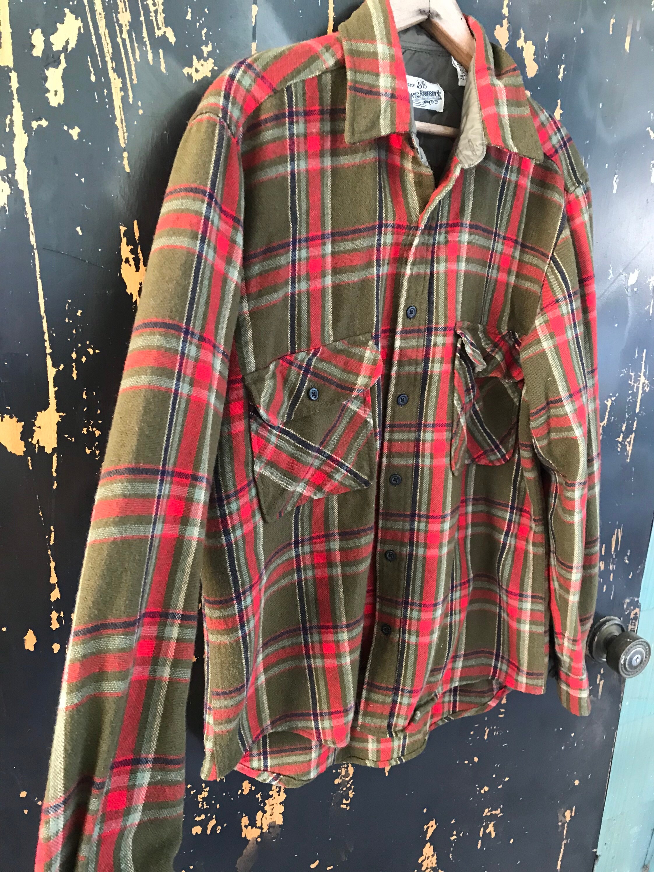 1897 Original Plaid Flannel Shirt for Men in Olive
