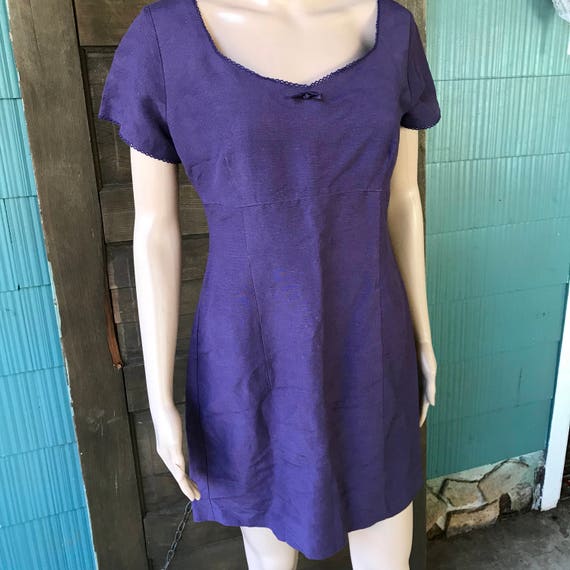 Vintage 90's Purple Linen Mini Dress by Esprit Si… - image 3