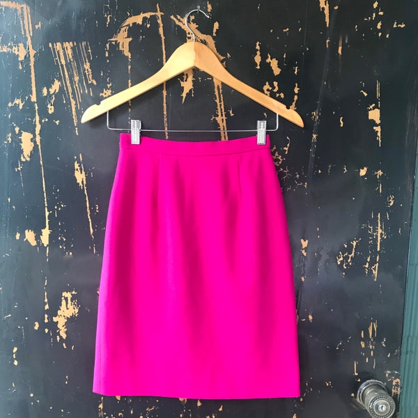 Vintage 60's High Waisted Bright Magenta Pencil Skirt Union Made by Anne Klein size 2