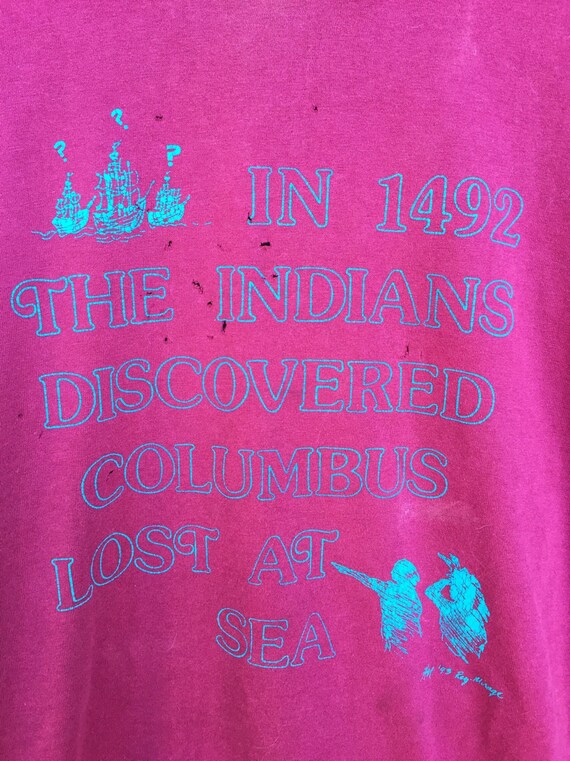 Vintage Distressed Anti Christopher Columbus Tshi… - image 3