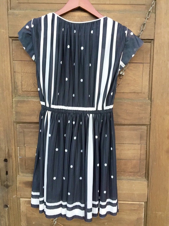 Vintage 60's Semi Sheer Black and White Polka Dot… - image 3