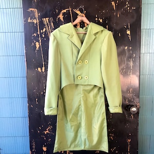 Vintage 60's Mod Lime Green/ Chartreuse High Low Puffed Sleeve Blazer Jacket size medium OOAK