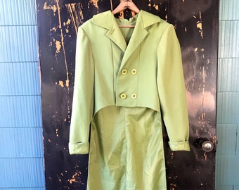 Vintage 60's Mod Lime Green/ Chartreuse High Low Puffed Sleeve Blazer Jacket size medium OOAK