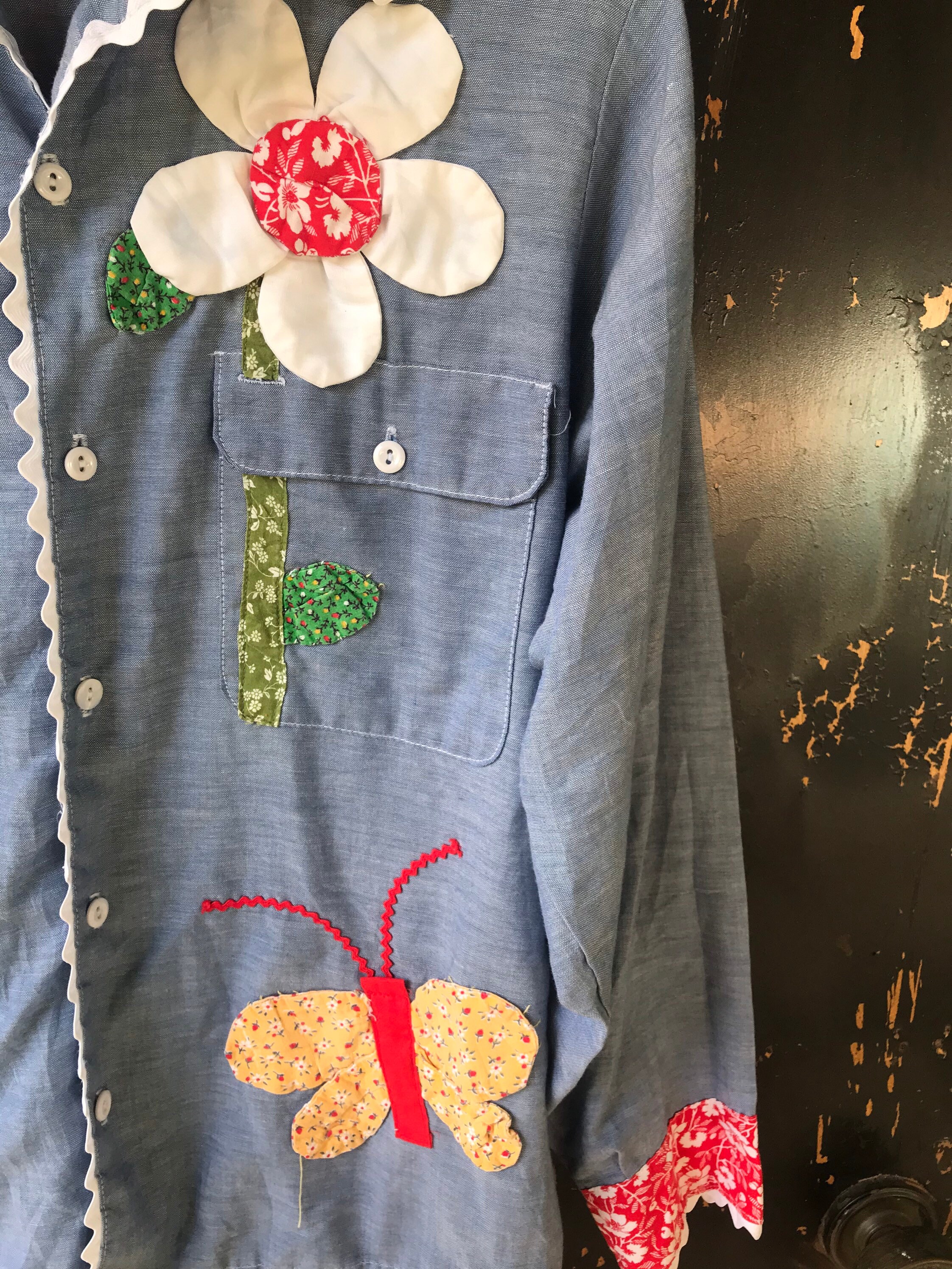 ジャケット・アウター MEDI VINTAGE FLOWER EMBROIDERY SHIRT Antique Chinese Silk Embroidered Jacket Asian Black Floral
