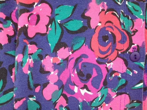 Vintage 80's Cute Floral Drop Waist Button Up Dre… - image 2