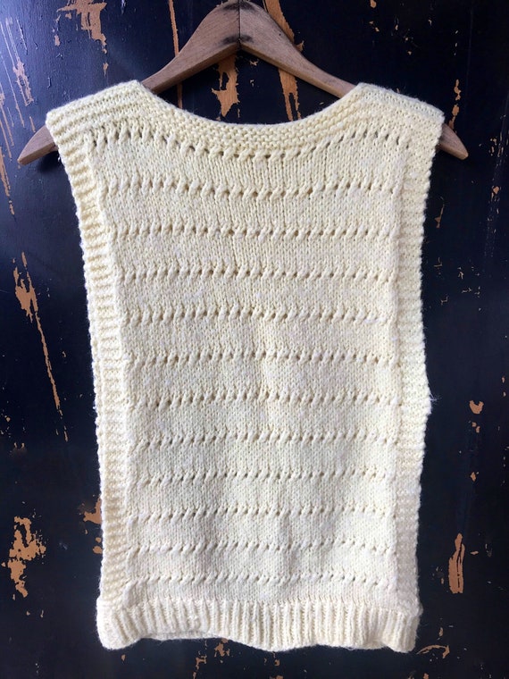 Vintage 70's Mod Pale Yellow Crochet Tank Top Swe… - image 6