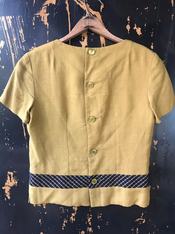 Vintage 60's Mod Mustard Yellow Tshirt Blouse/Top… - image 5