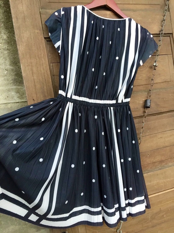 Vintage 60's Semi Sheer Black and White Polka Dot… - image 2