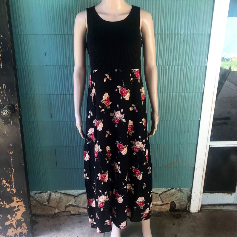 Vintage 90's Floral Babydoll Tank Maxi Dress by California Concepts size Medium/large image 3