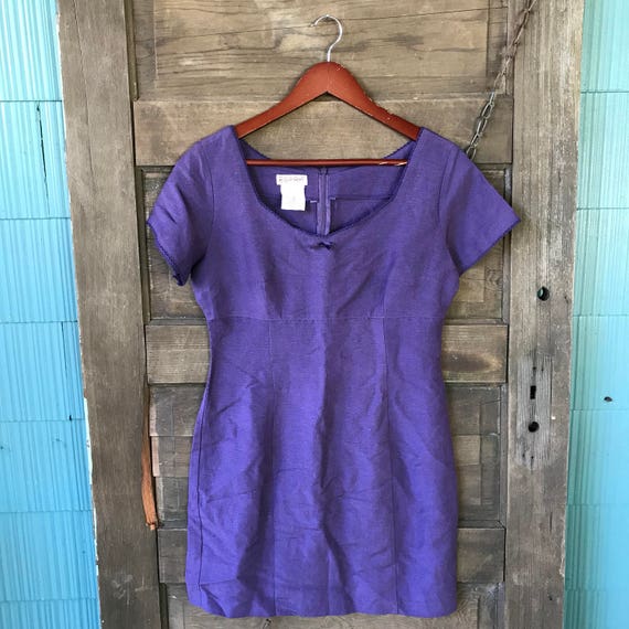 Vintage 90's Purple Linen Mini Dress by Esprit Si… - image 5