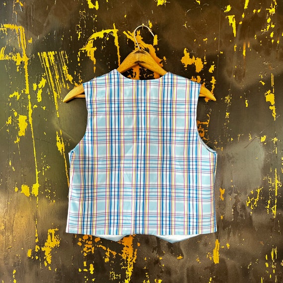 Vintage Baby Blue Plaid Vest - image 3