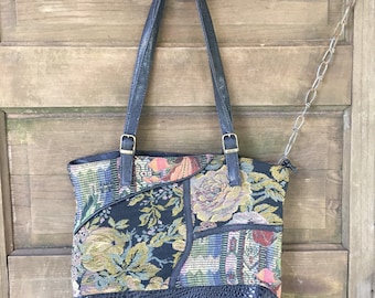Vintage 90's Mixed Floral Patchwork Tapestry Purse