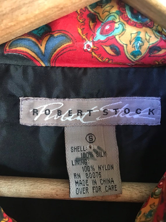 Vintage 90’s Red Paisley Silk Windbreaker Bomber … - image 7