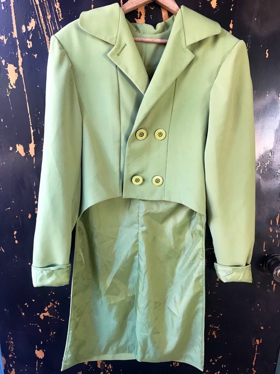 Vintage 60's Mod Lime Green/ Chartreuse High Low … - image 7