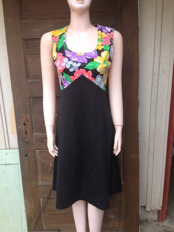 Vintage 70's Handmade Dress with Floral Bustier a… - image 1