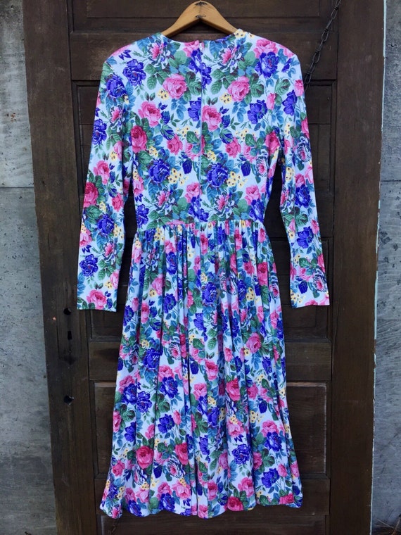 Vintage 80's Perfect Floral Long Sleeve Midi Dres… - image 2