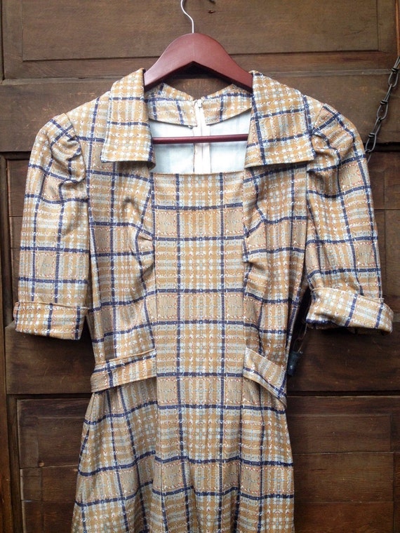 Vintage 50's/ 60's Handmade Plaid Print Polyester… - image 3