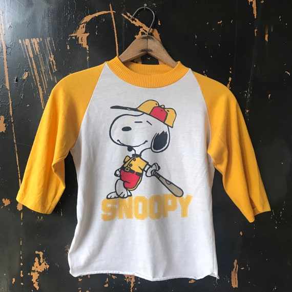 Vintage 70’s Rare Snoopy Raglan Baseball Tee Size… - image 3