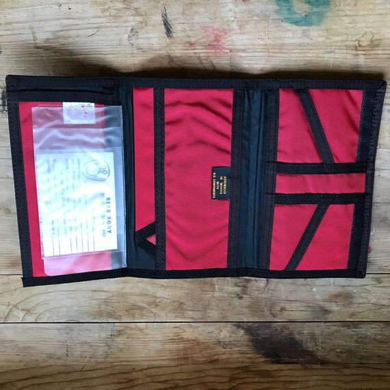 Vintage 80's Large Red Folding Wallet with Black … - image 3