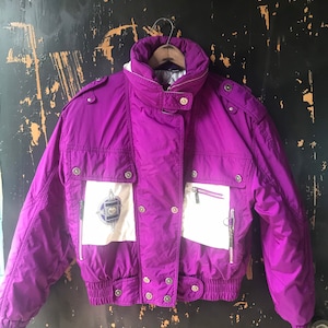 Casaco Vintage 80 Roxo e Branco BlockPuffer por HEAD tamanho pequeno/médio