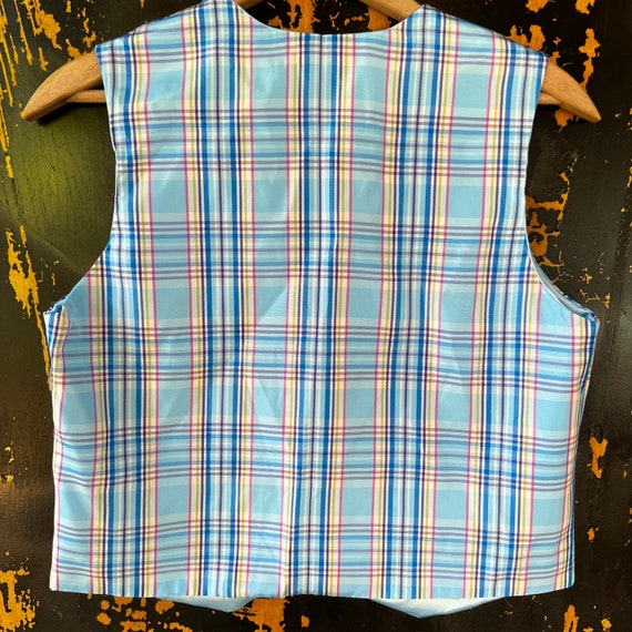 Vintage Baby Blue Plaid Vest - image 5