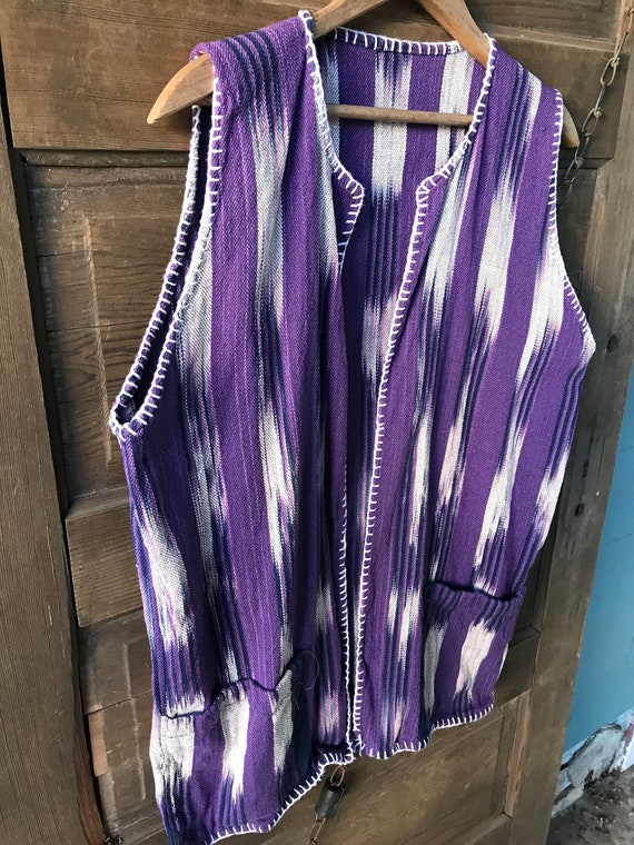 Vintage 70’s Purple Southwest Woven Open Vest wit… - image 6