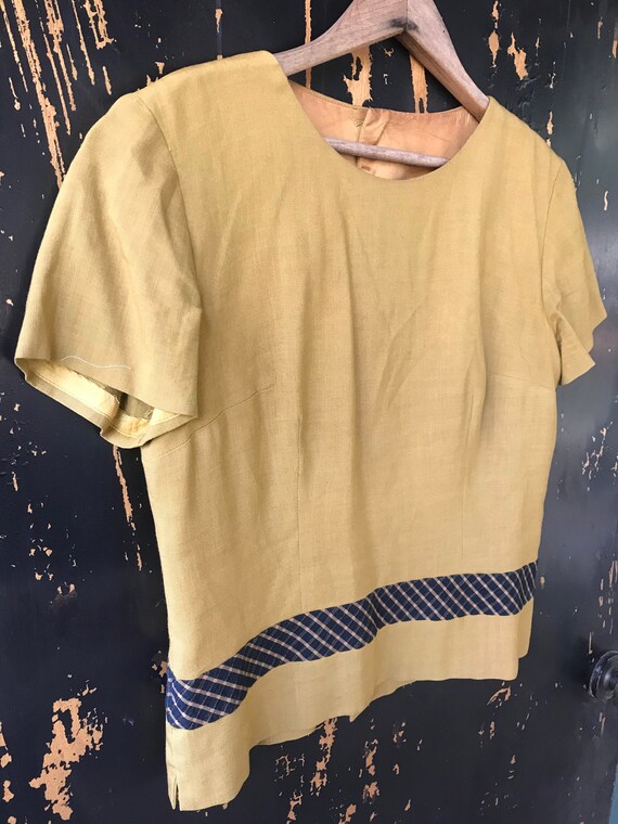 Vintage 60's Mod Mustard Yellow Tshirt Blouse/Top… - image 6