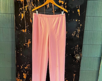 Vintage 70’s Baby Pink High Waisted Trousers by Devon Size 12 petite