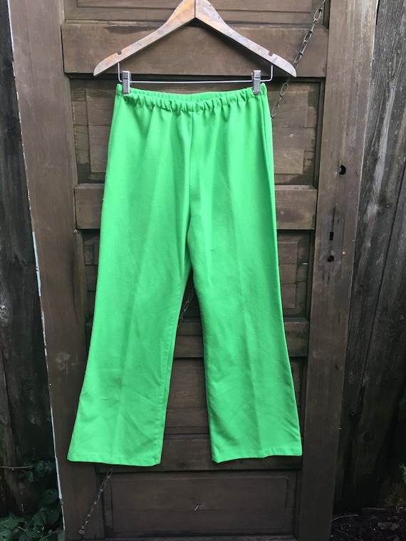 Fantastic Vintage 70's High Waisted Lime Green Pol