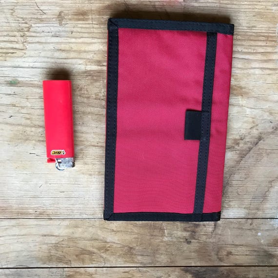 Vintage 80's Large Red Folding Wallet with Black … - image 4