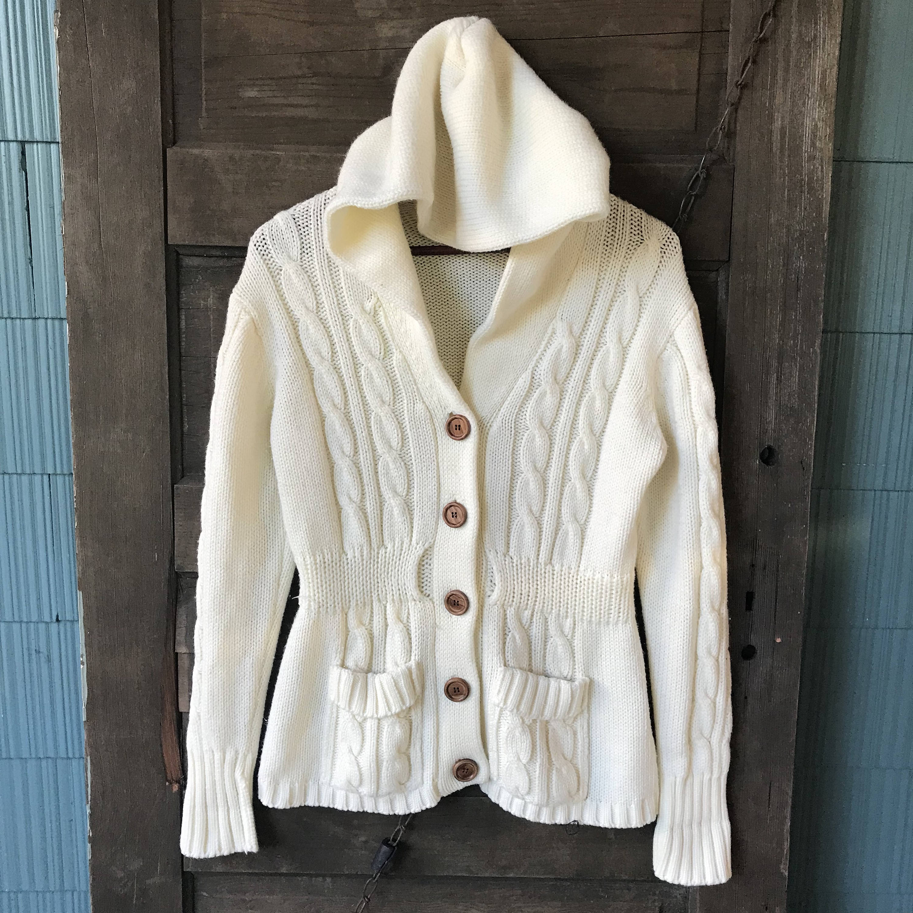 Vintage 50's White Knit Cardigan Robe 