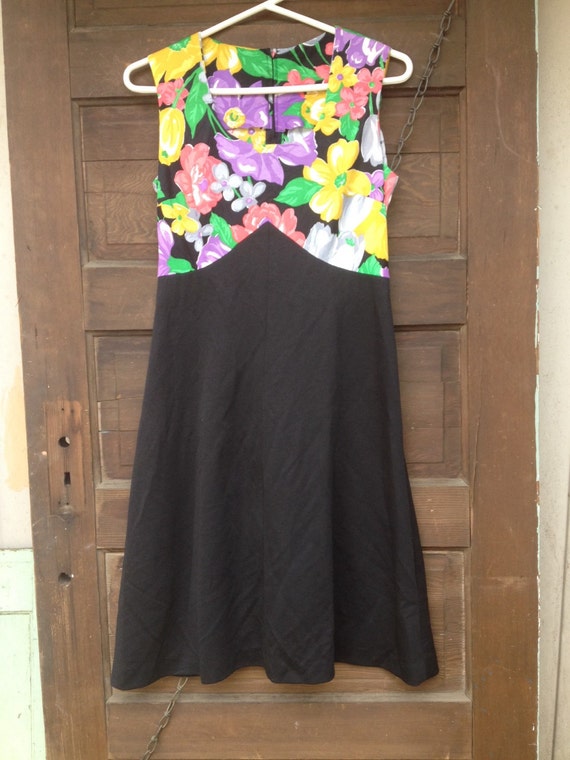 Vintage 70's Handmade Dress with Floral Bustier a… - image 3