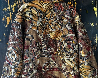 Vintage 90's Animal Print Floral Paisley Patchwork Tapestry