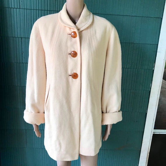 Vintage 60's Mod Peach Tone Faux Fur Parka/Coat/C… - image 1