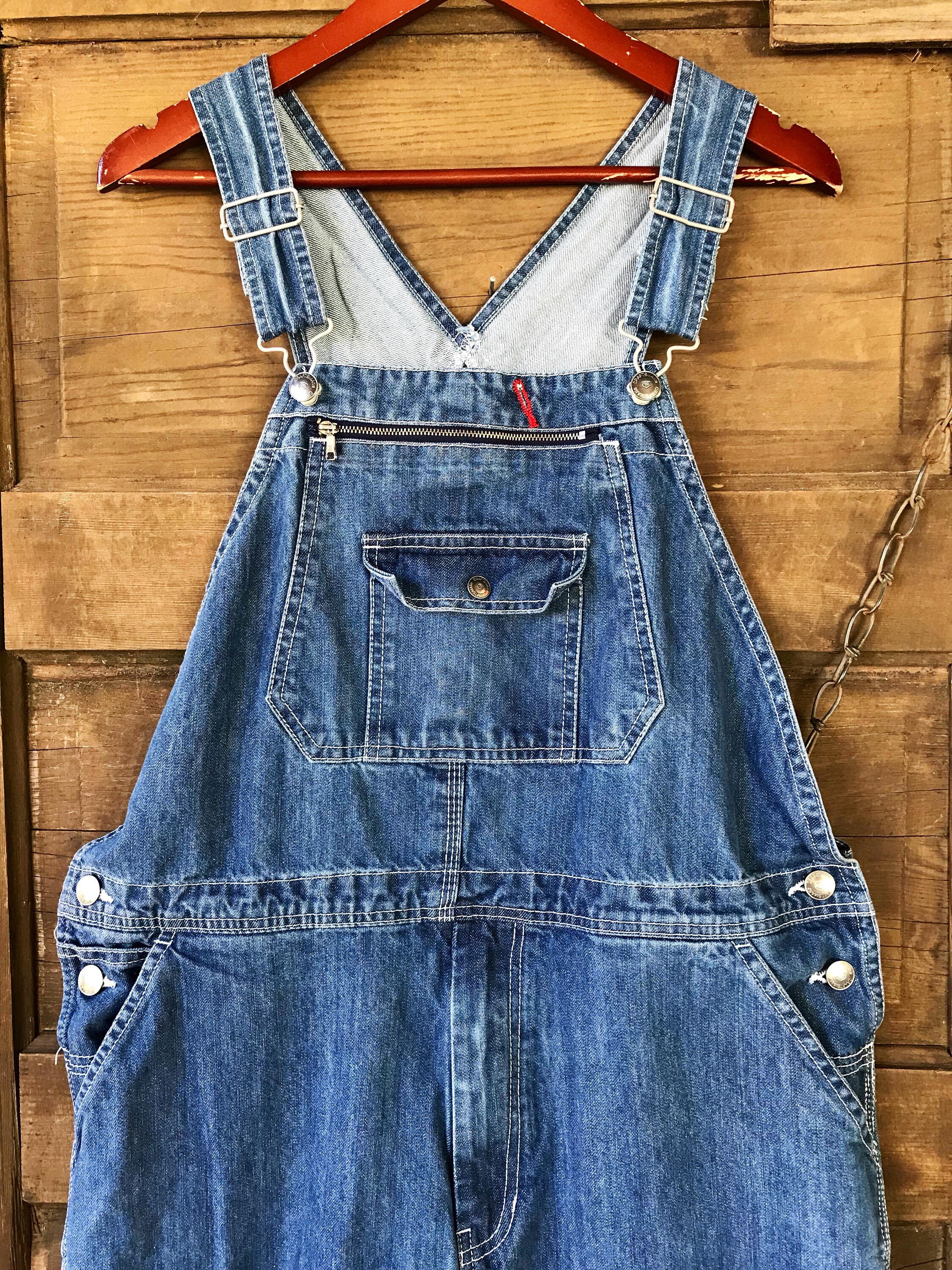 Vintage 90's Blue Denim Carpenter Overalls by Craftsman Size