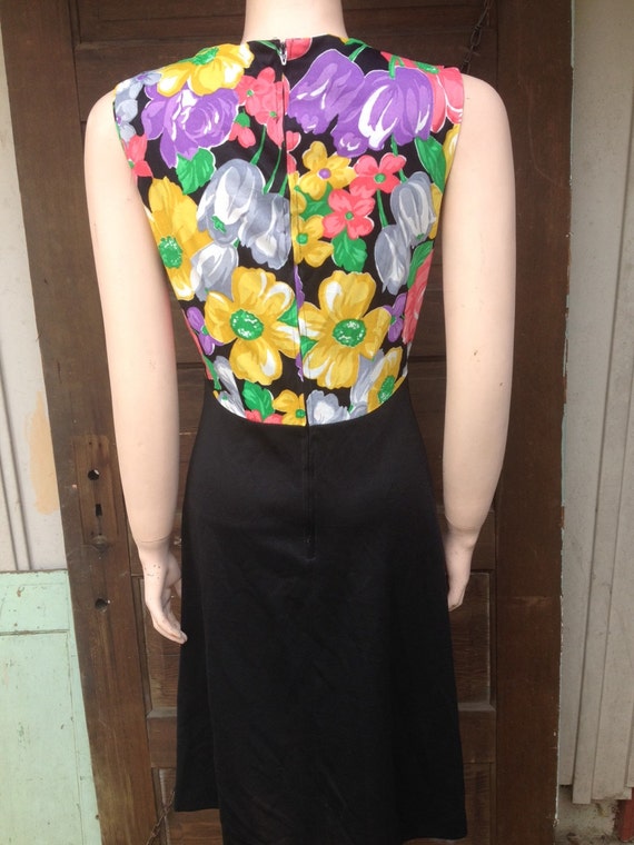 Vintage 70's Handmade Dress with Floral Bustier a… - image 2